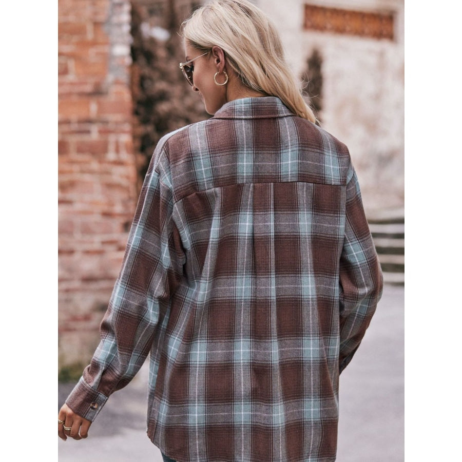 Plaid Dropped Shoulder Longline Shirt