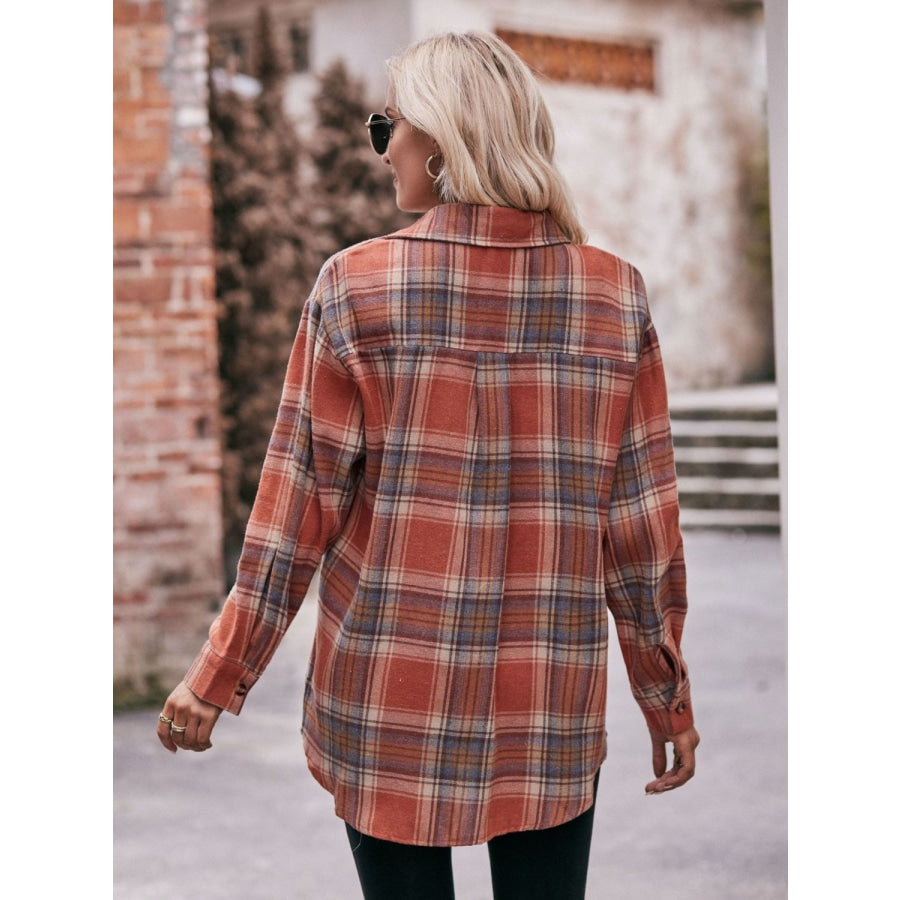 Plaid Dropped Shoulder Longline Shirt