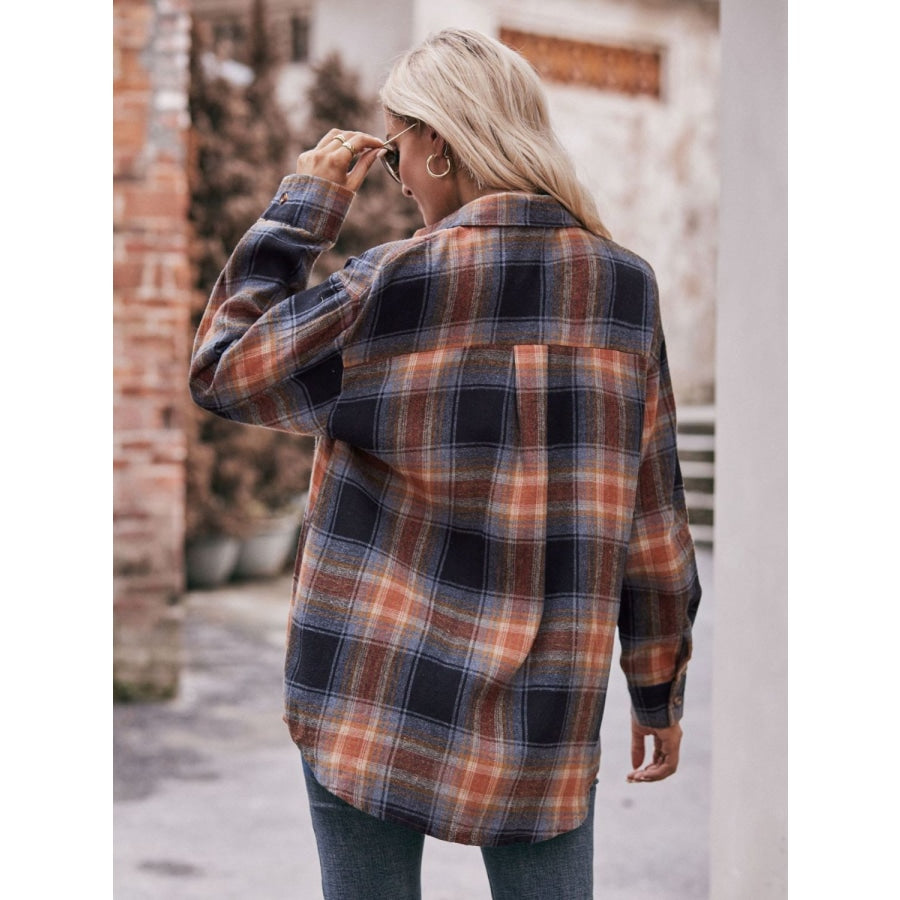 Plaid Dropped Shoulder Longline Shirt