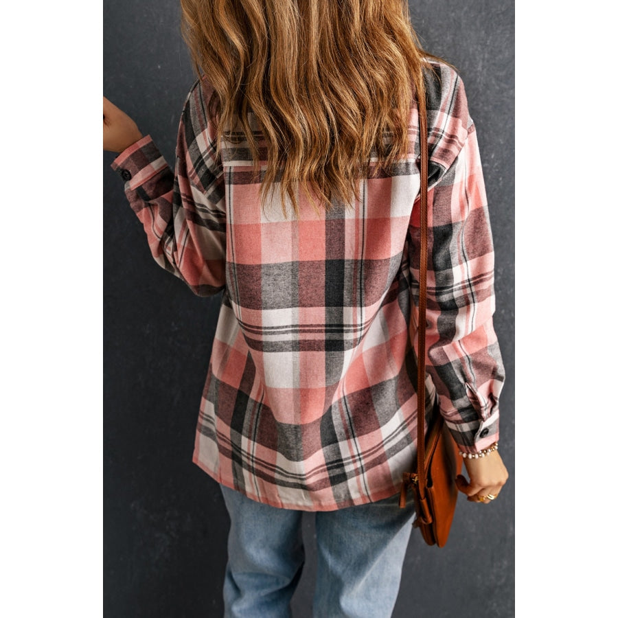 Plaid Dropped Shoulder Longline Shirt