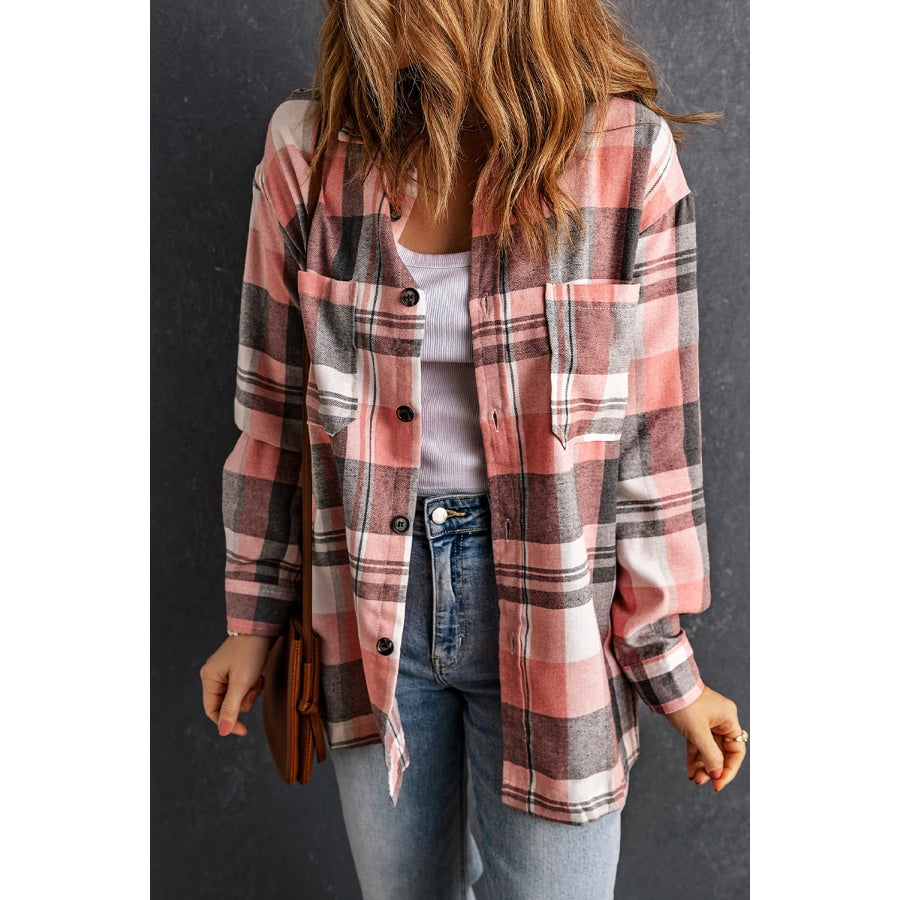 Plaid Dropped Shoulder Longline Shirt