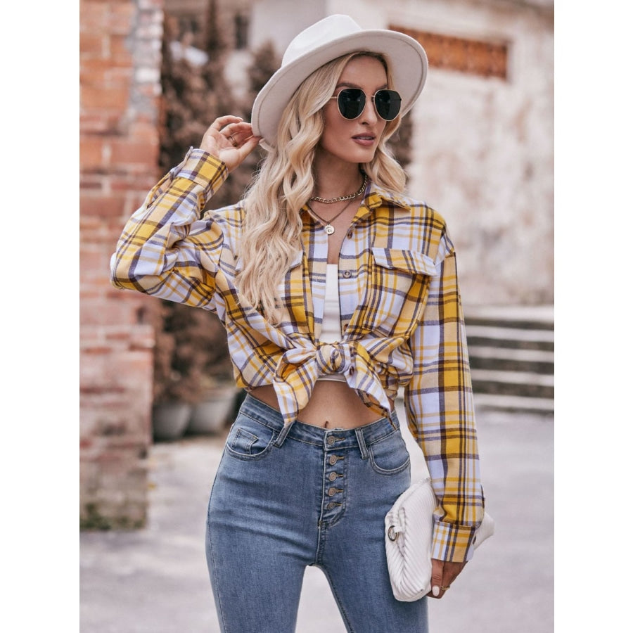 Plaid Dropped Shoulder Longline Shirt