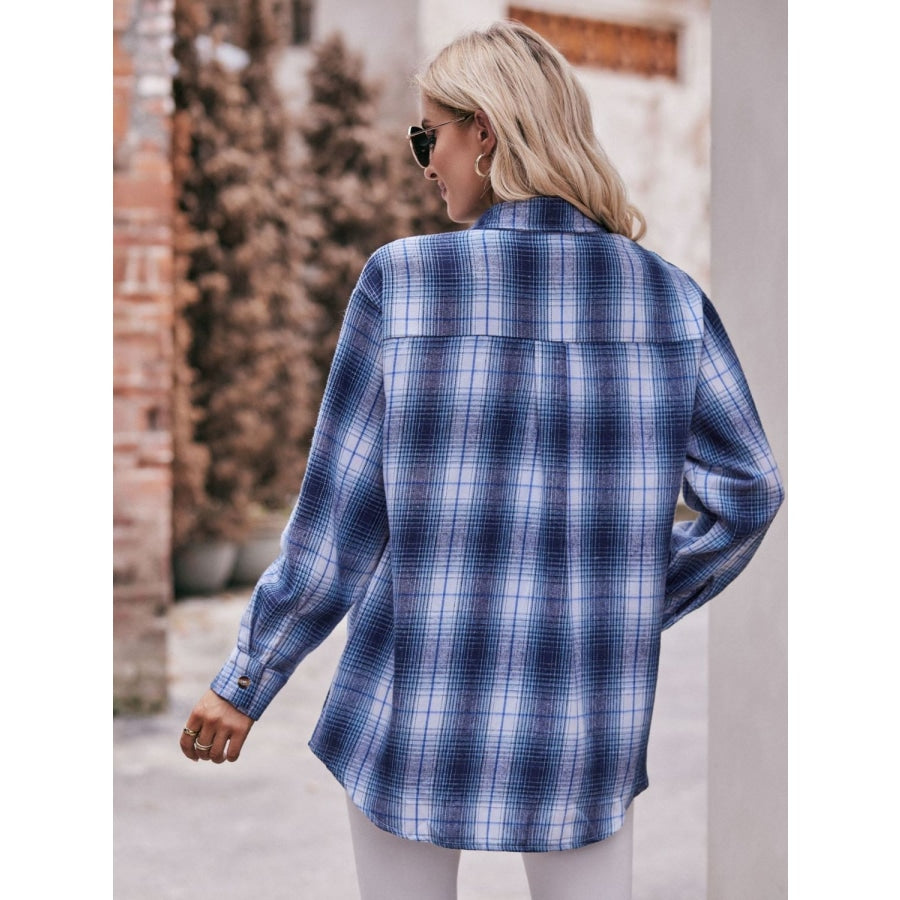 Plaid Dropped Shoulder Longline Shirt