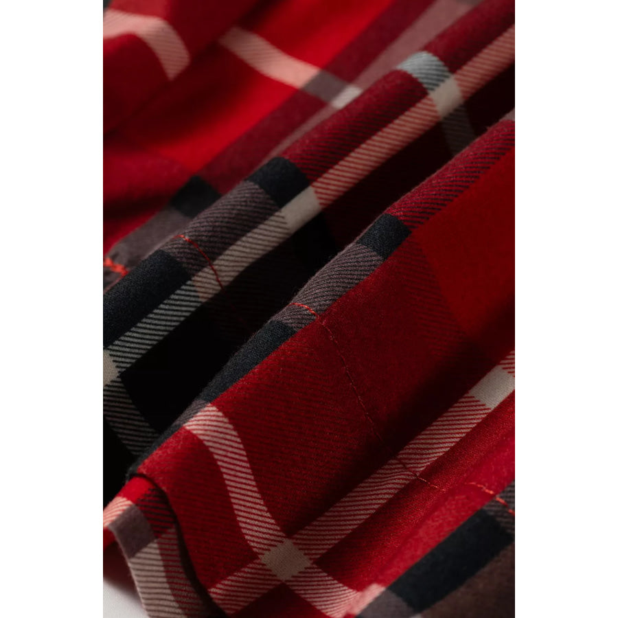 Plaid Elastic Waist Pocket Regular Full-Length Pants Apparel and Accessories
