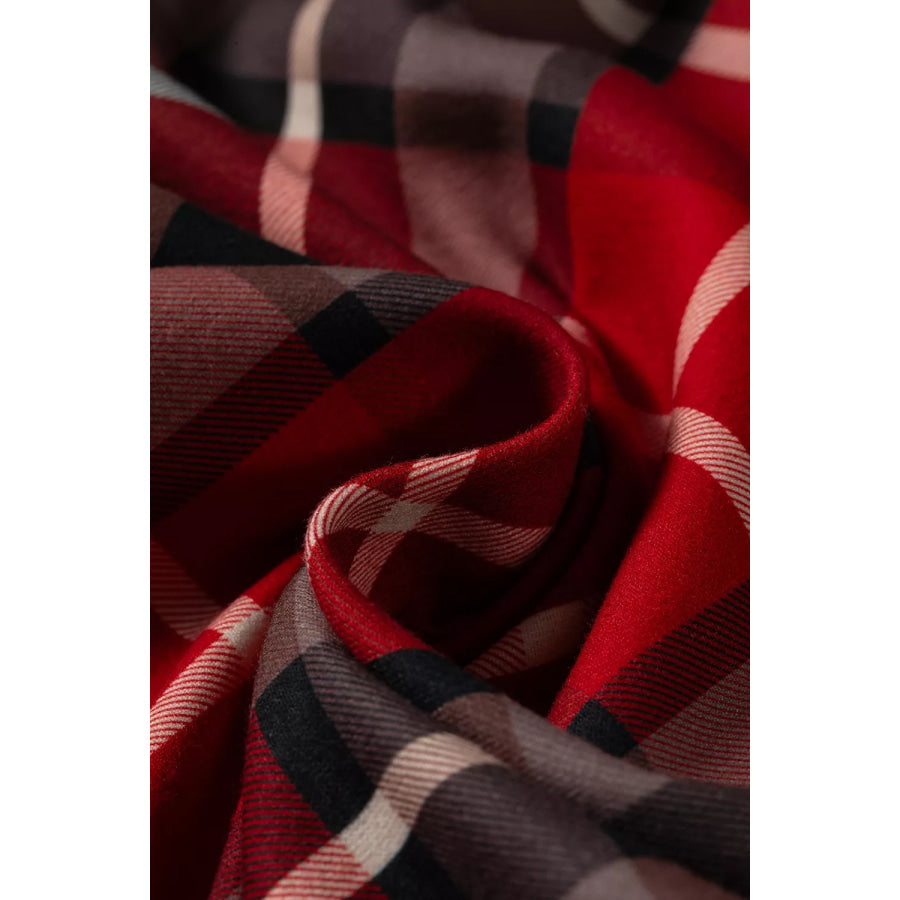 Plaid Elastic Waist Pocket Regular Full-Length Pants Apparel and Accessories