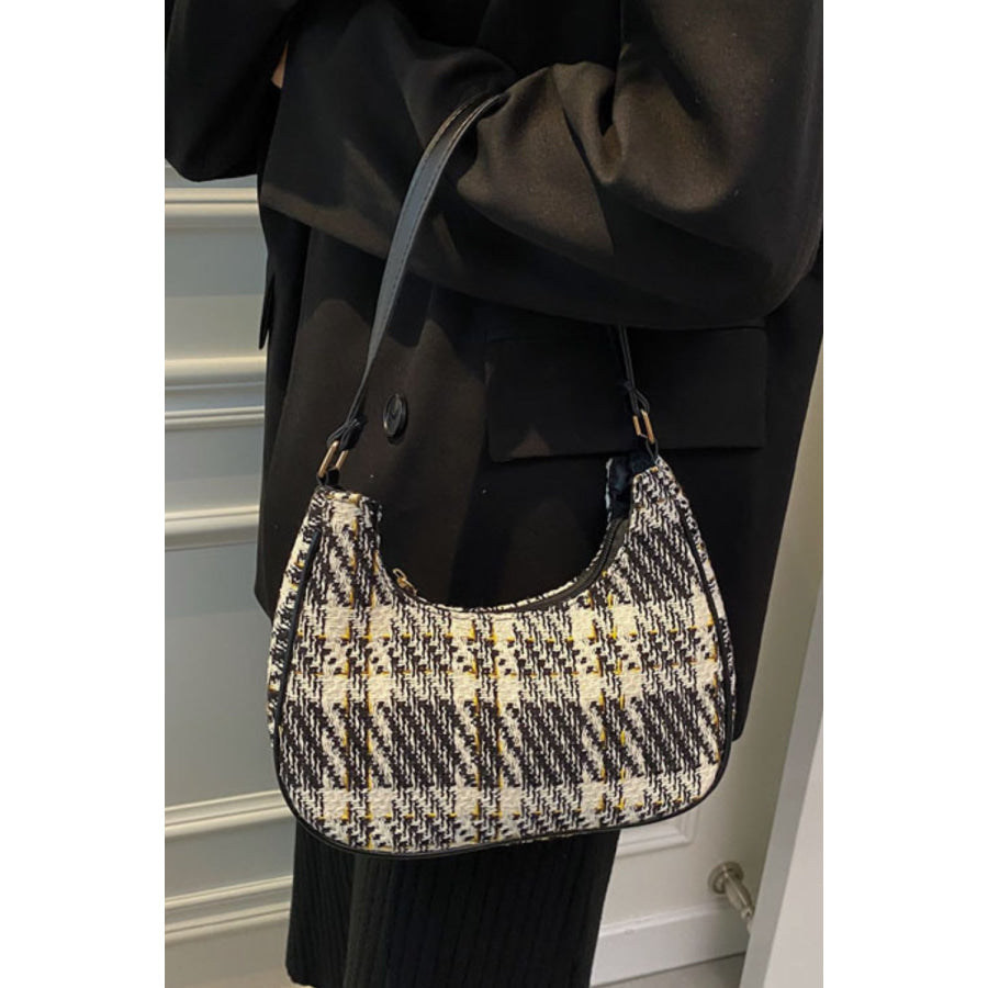 Plaid Fixed Strap Shoulder Bag Apparel and Accessories