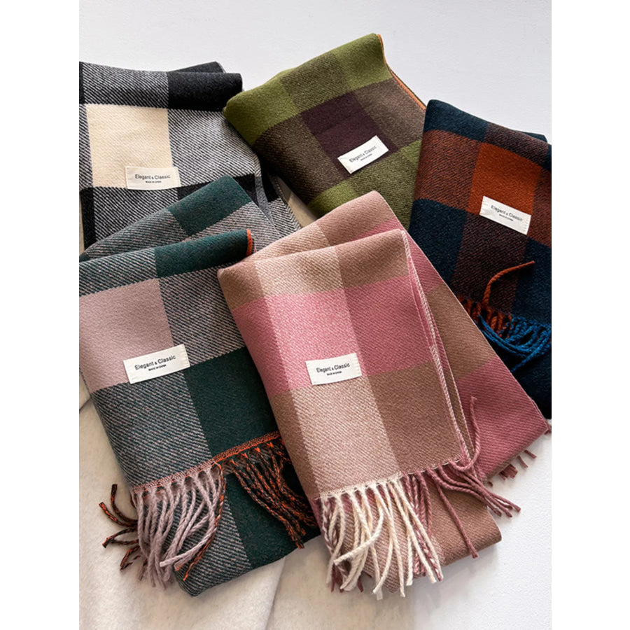 Plaid Fringe Scarf Apparel and Accessories
