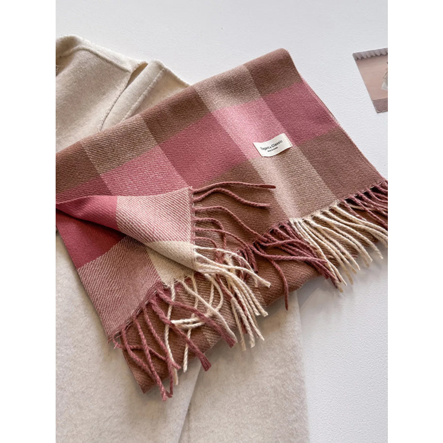 Plaid Fringe Scarf Apparel and Accessories