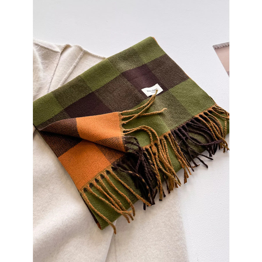Plaid Fringe Scarf Apparel and Accessories