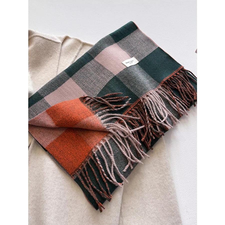 Plaid Fringe Scarf Apparel and Accessories