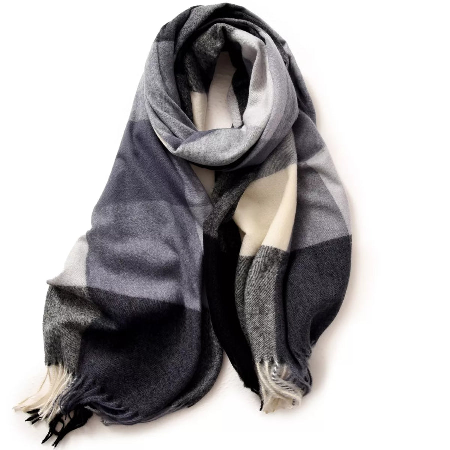 Plaid Fringe Scarf Style C / One Size Apparel and Accessories