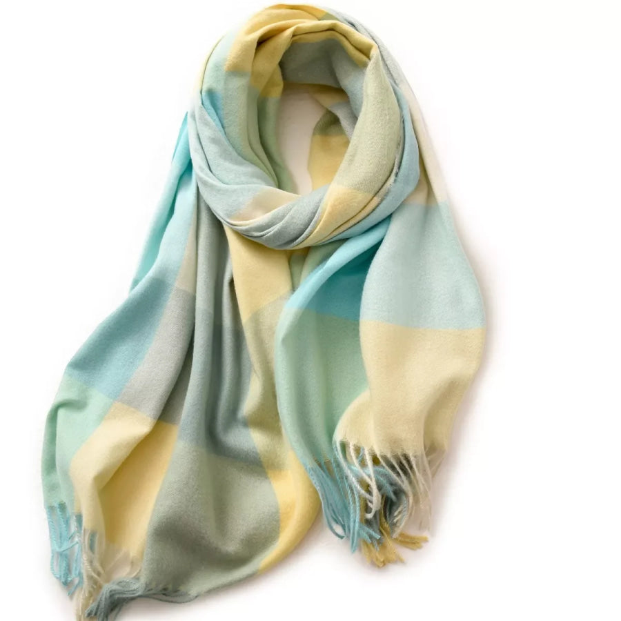 Plaid Fringe Scarf Style E / One Size Apparel and Accessories