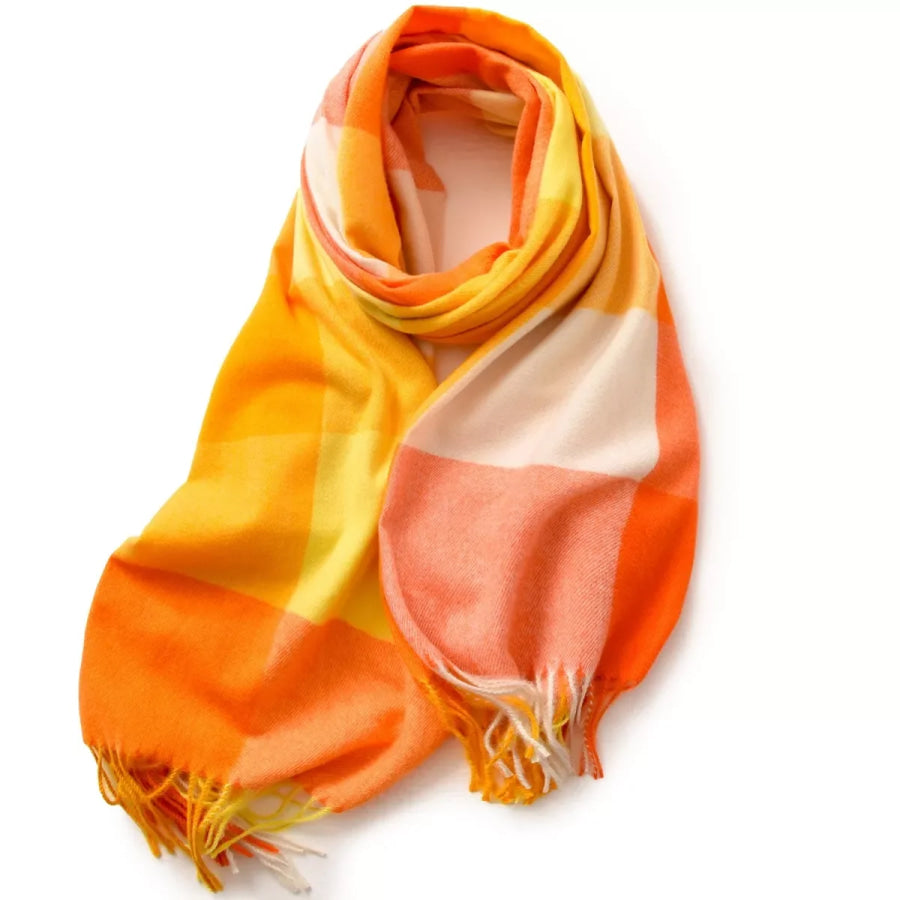 Plaid Fringe Scarf Style F / One Size Apparel and Accessories