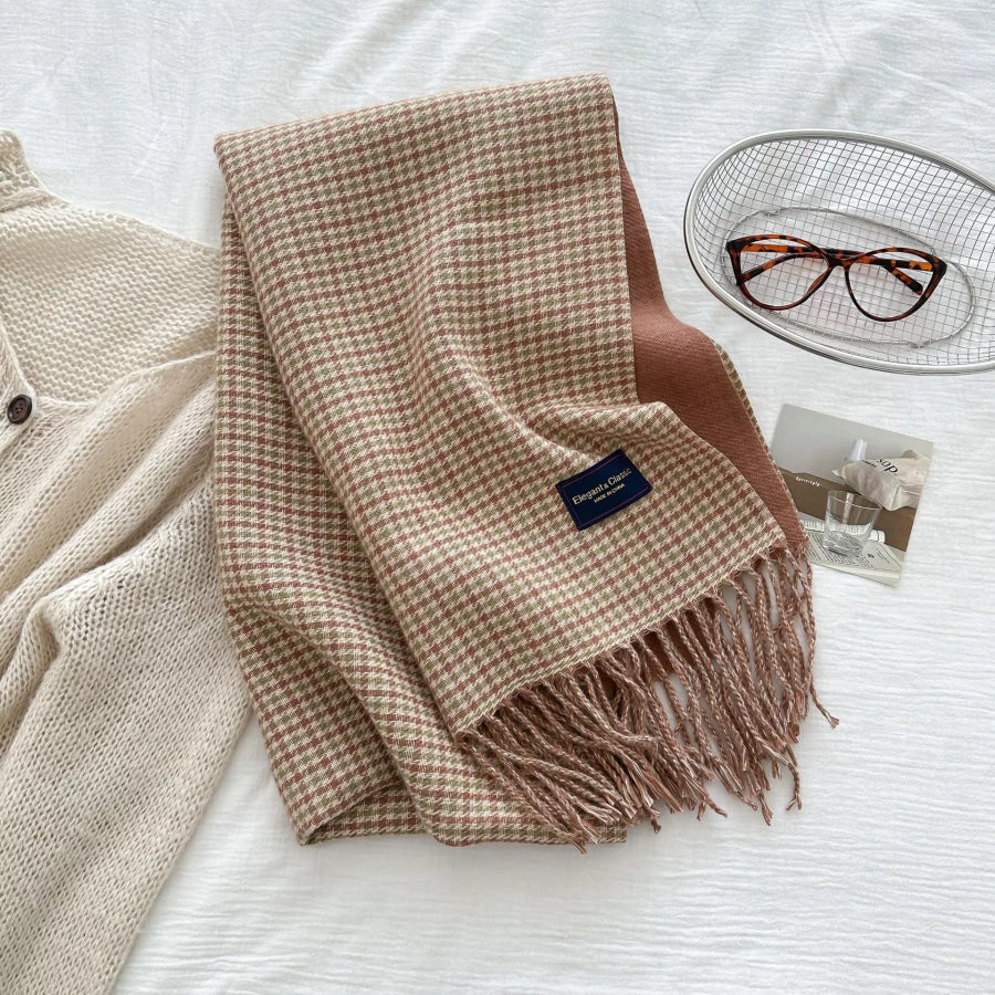 Plaid Fringe Warm Winter Scarf Apparel and Accessories