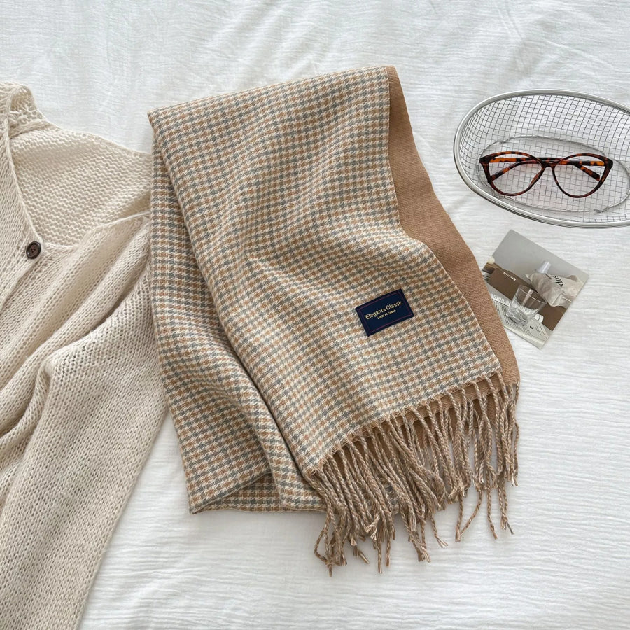 Plaid Fringe Warm Winter Scarf Apparel and Accessories
