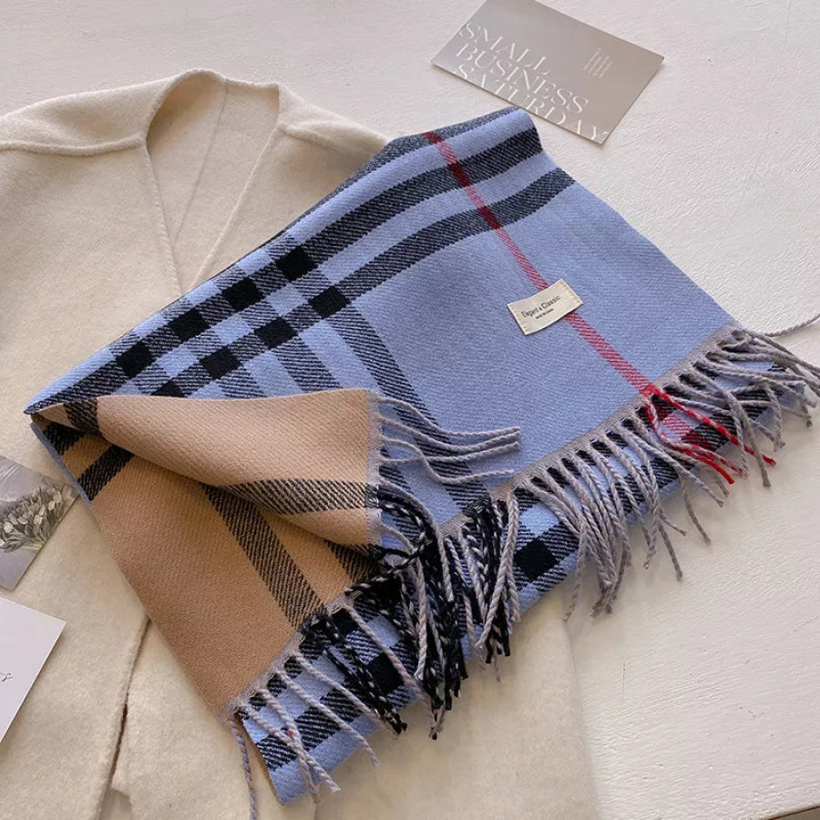 Plaid Fringe Winter Scarf Apparel and Accessories