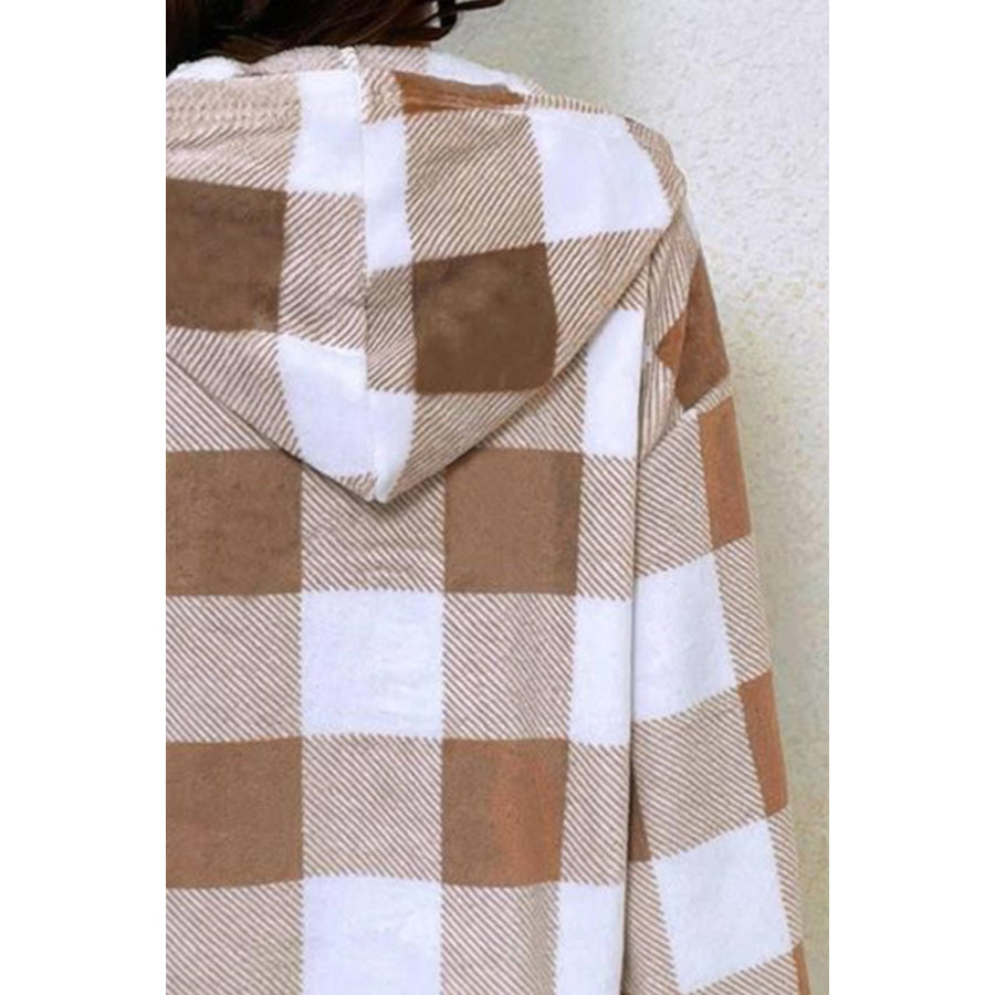 Plaid Half Button Long Sleeve Hoodie Apparel and Accessories