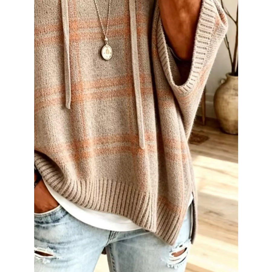 Plaid Hooded Knit Sweater
