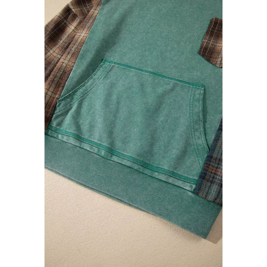 Plaid Kangaroo Pocket Hoodie Apparel and Accessories