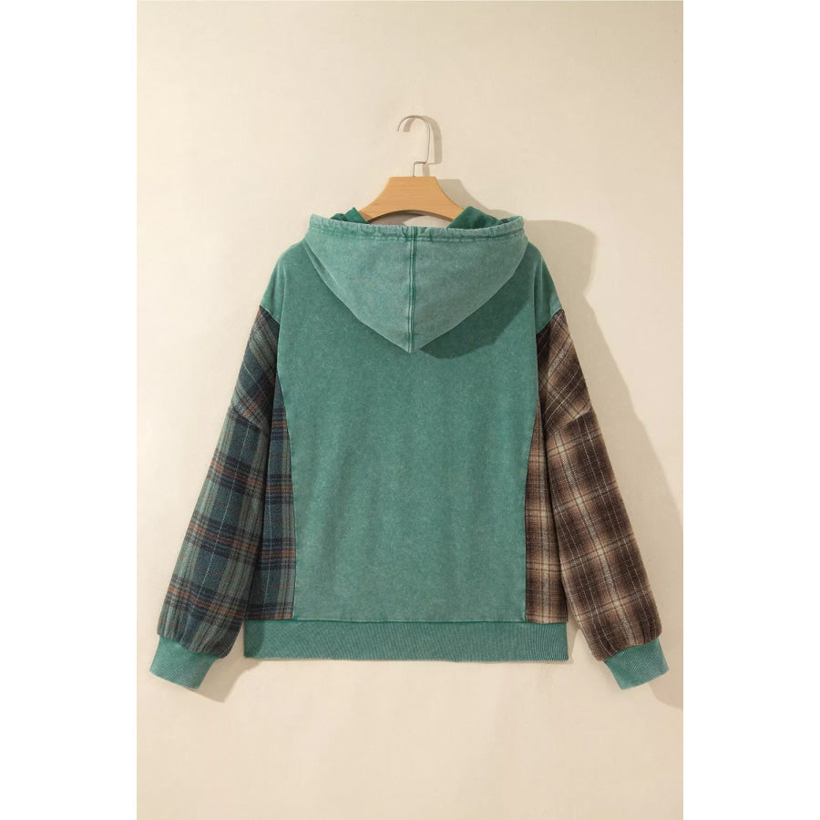 Plaid Kangaroo Pocket Hoodie Apparel and Accessories