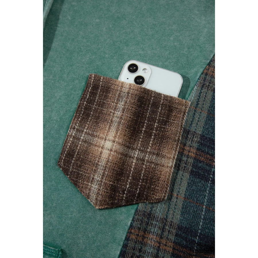 Plaid Kangaroo Pocket Hoodie Apparel and Accessories