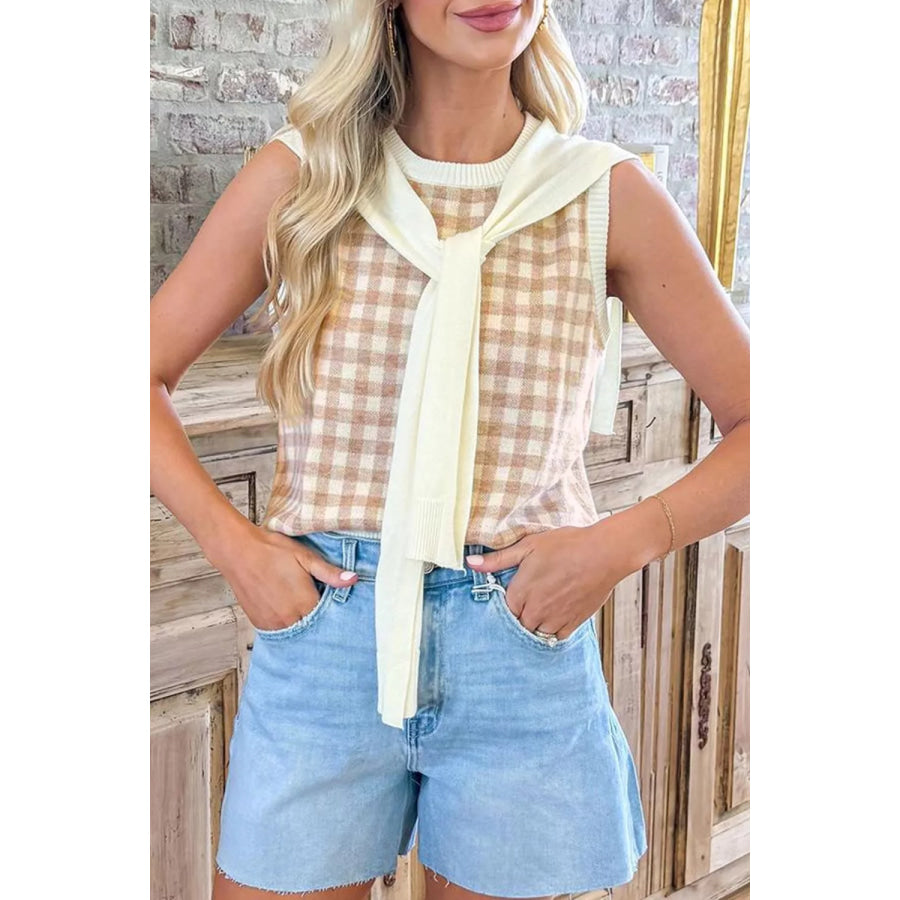 Plaid Knit Sweater Vest Apparel and Accessories