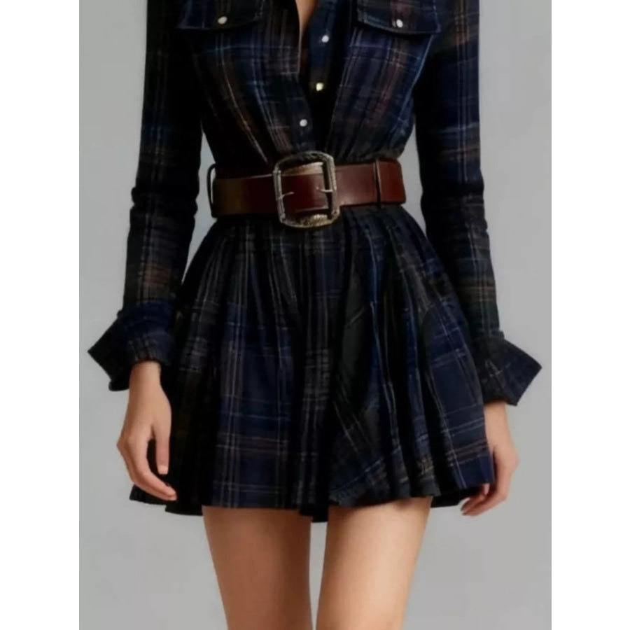 Plaid Long Sleeve Shirt Dress Apparel and Accessories