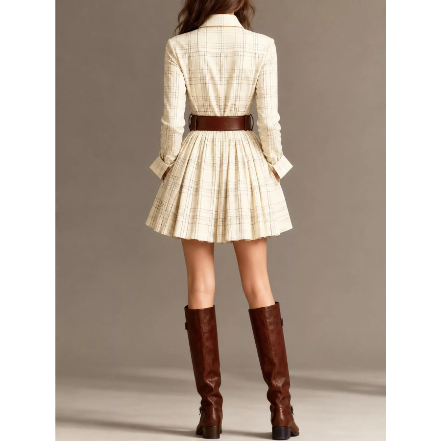 Plaid Long-Sleeve Shirt Dress Apparel and Accessories