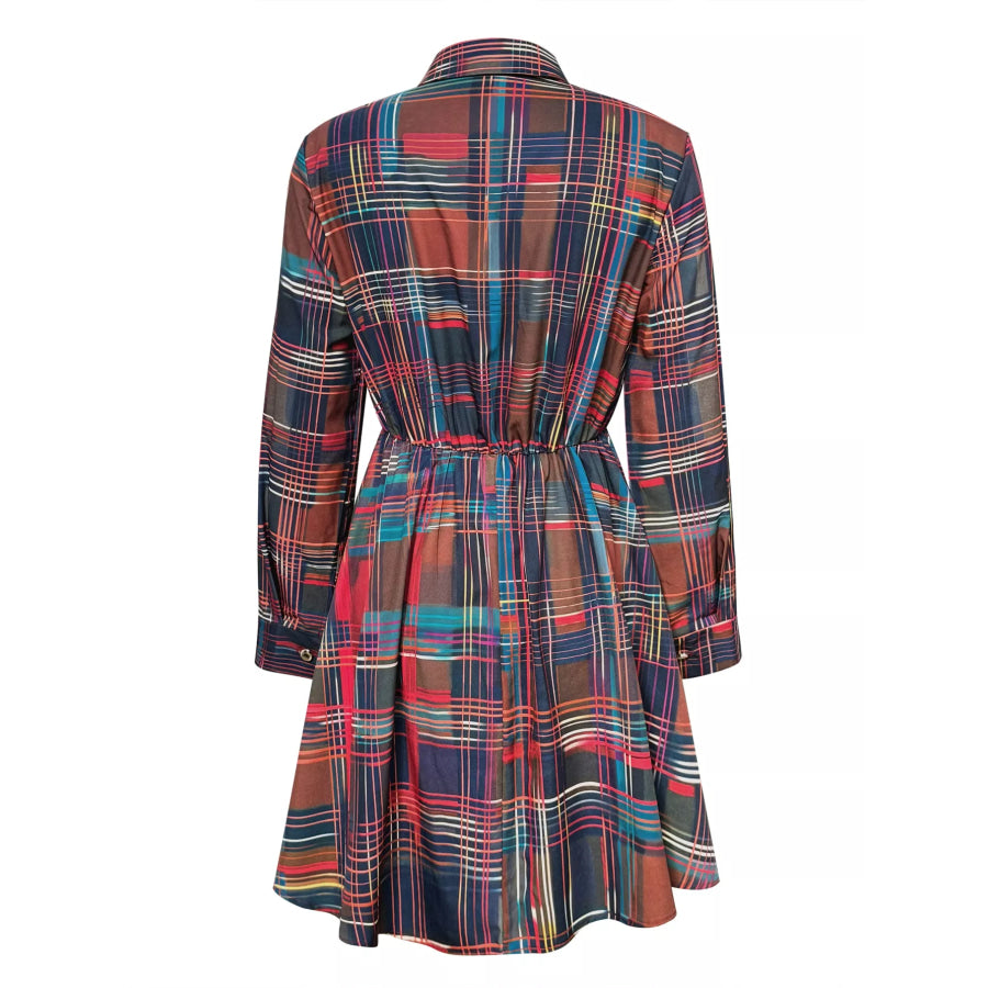 Plaid Long Sleeve Shirt Dress Apparel and Accessories