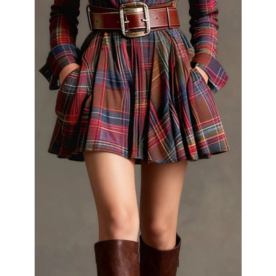 Plaid Long Sleeve Shirt Dress Apparel and Accessories
