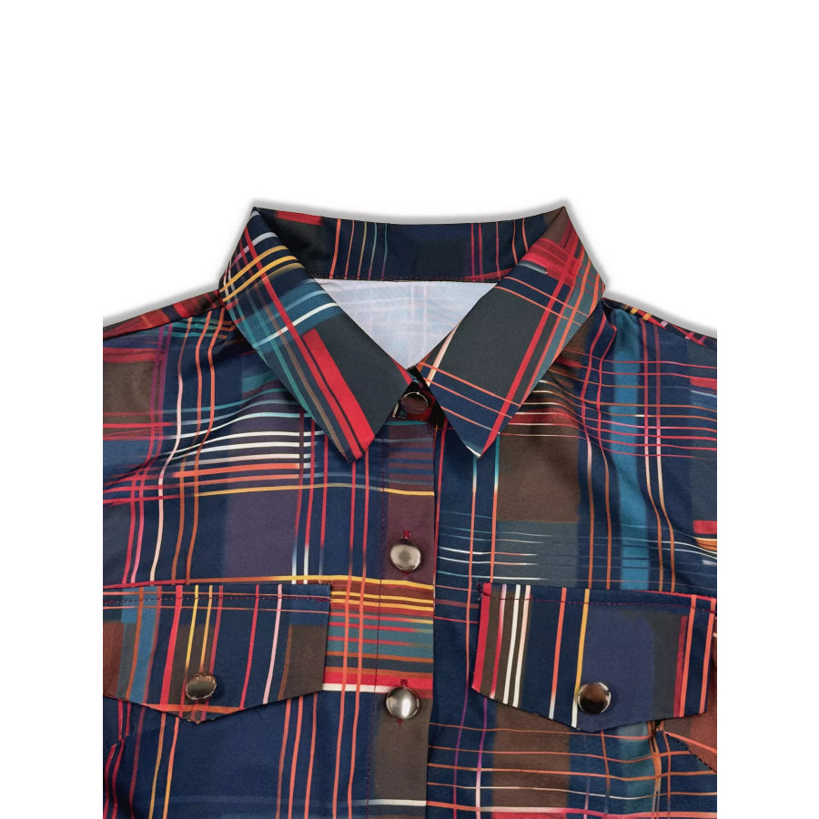 Plaid Long Sleeve Shirt Dress Apparel and Accessories