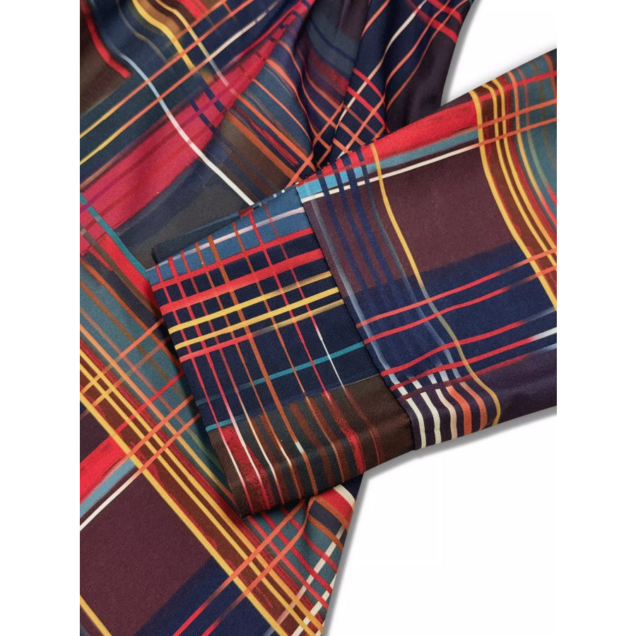 Plaid Long Sleeve Shirt Dress Apparel and Accessories
