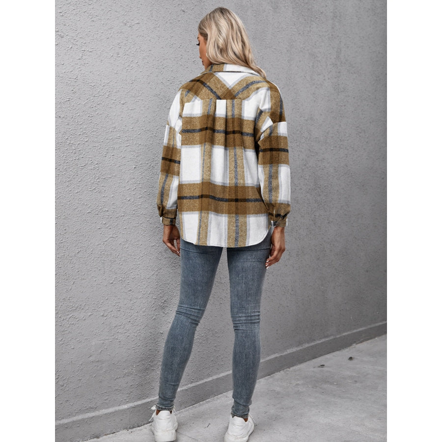 Plaid Long Sleeve Shirt Jacket