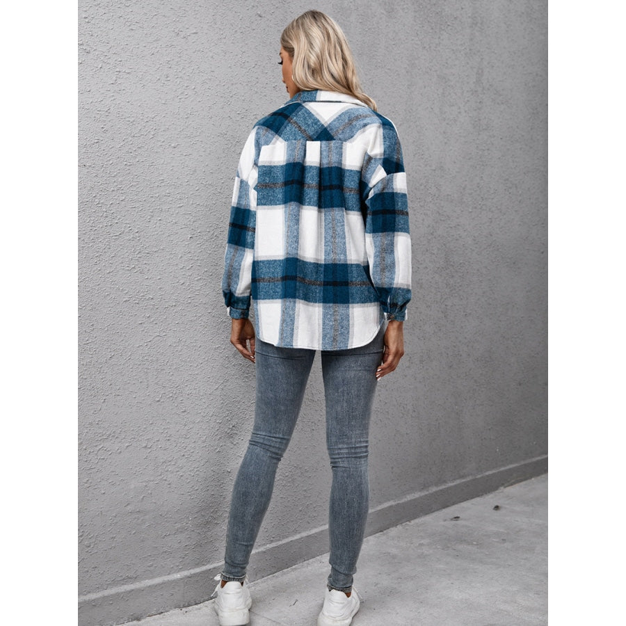 Plaid Long Sleeve Shirt Jacket