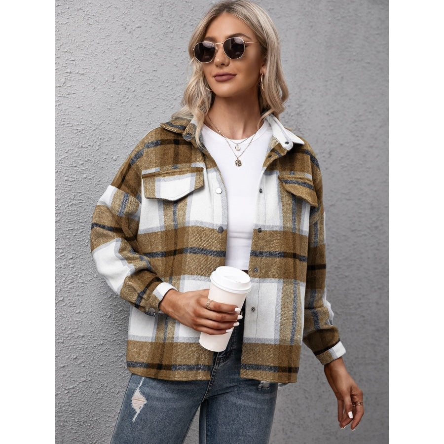 Plaid Long Sleeve Shirt Jacket