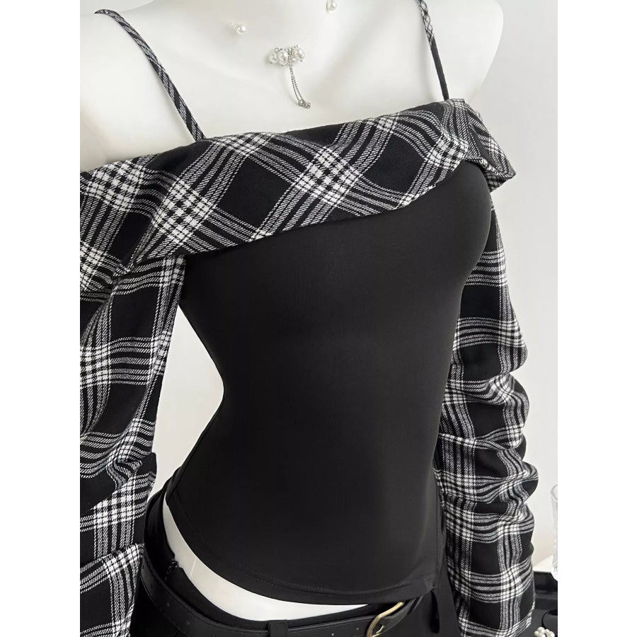 Plaid Long Sleeve Slim Fit T-Shirt Apparel and Accessories