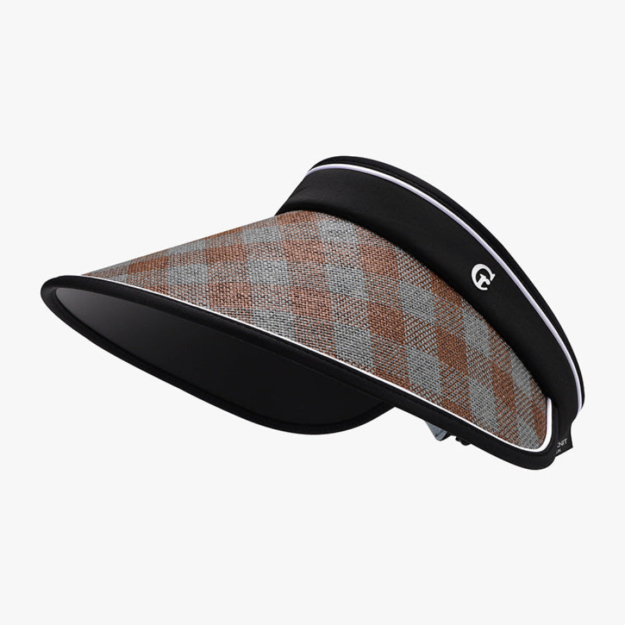 Plaid Natural Grass Adjustable Sun Hat Chocolate / One Size Apparel and Accessories