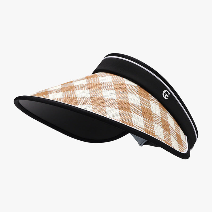 Plaid Natural Grass Adjustable Sun Hat Ochre / One Size Apparel and Accessories