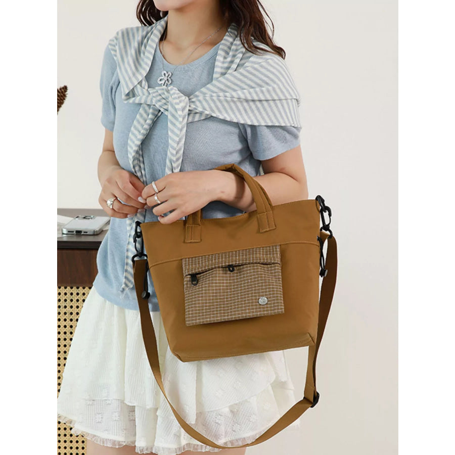 Plaid Nylon Crossbody Bag Caramel Color / onesize Apparel and Accessories