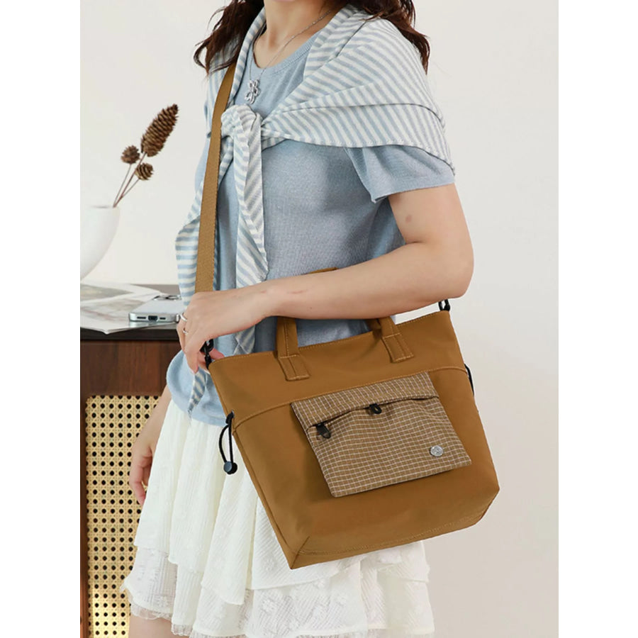 Plaid Nylon Crossbody Bag Caramel Color / onesize Apparel and Accessories