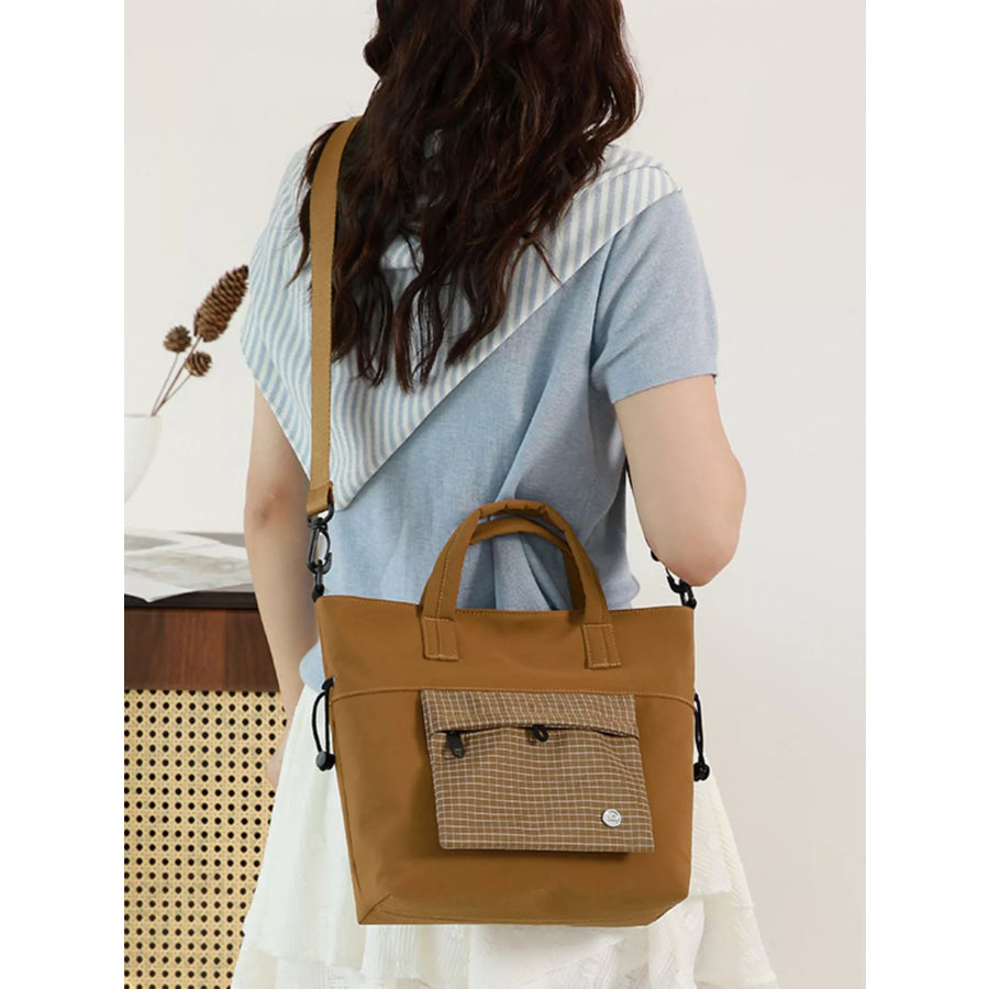 Plaid Nylon Crossbody Bag Caramel Color / onesize Apparel and Accessories