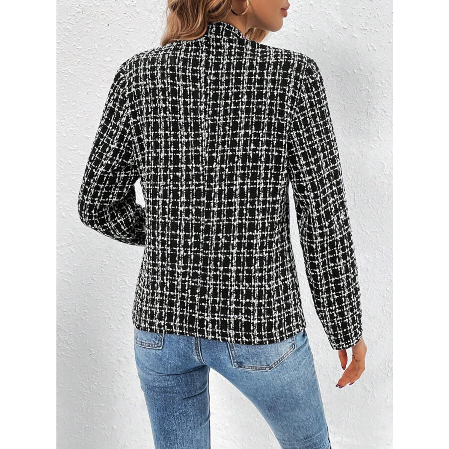 Plaid Open Front Long Sleeve Jacket Apparel and Accessories