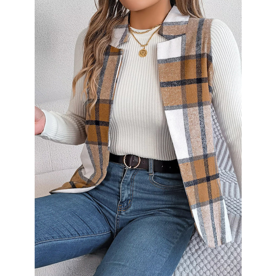 Plaid Open Front Vest Apparel and Accessories