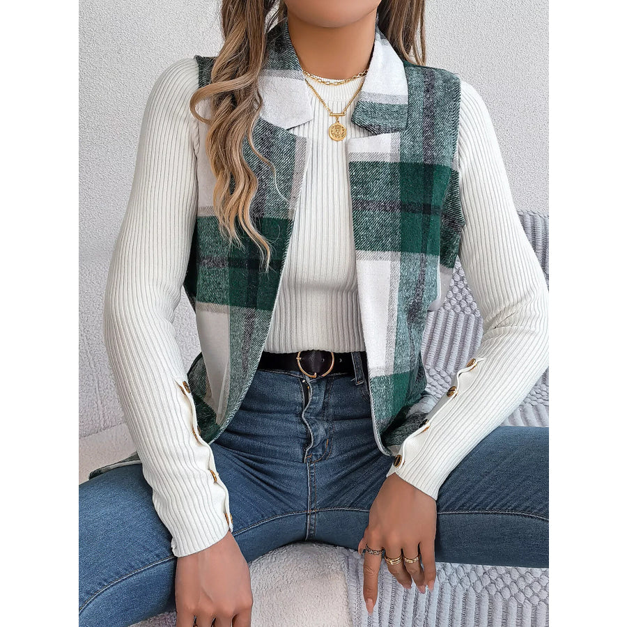 Plaid Open Front Vest Apparel and Accessories