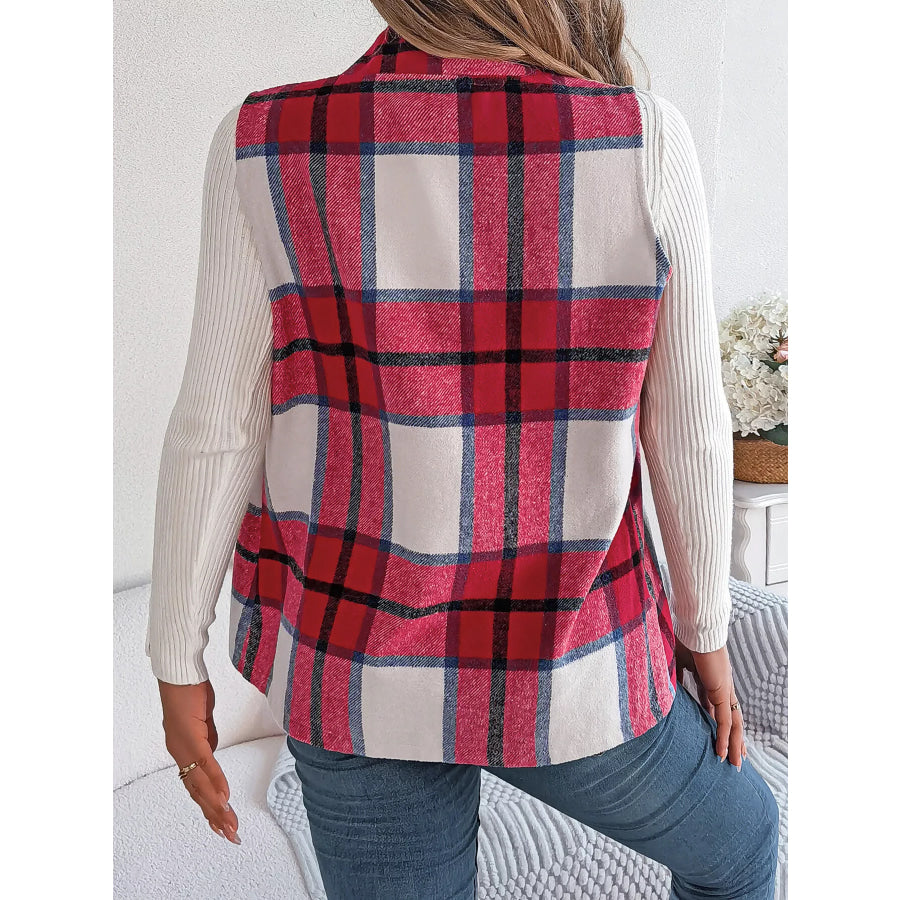 Plaid Open Front Vest Apparel and Accessories