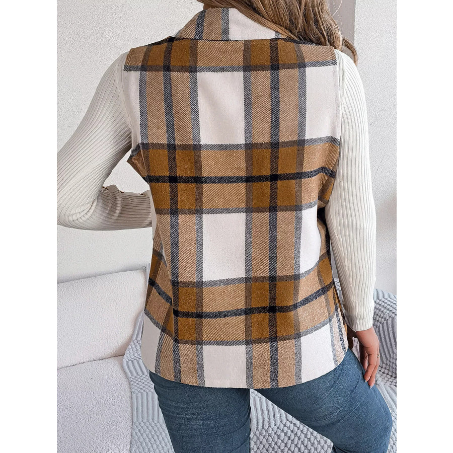 Plaid Open Front Vest Apparel and Accessories