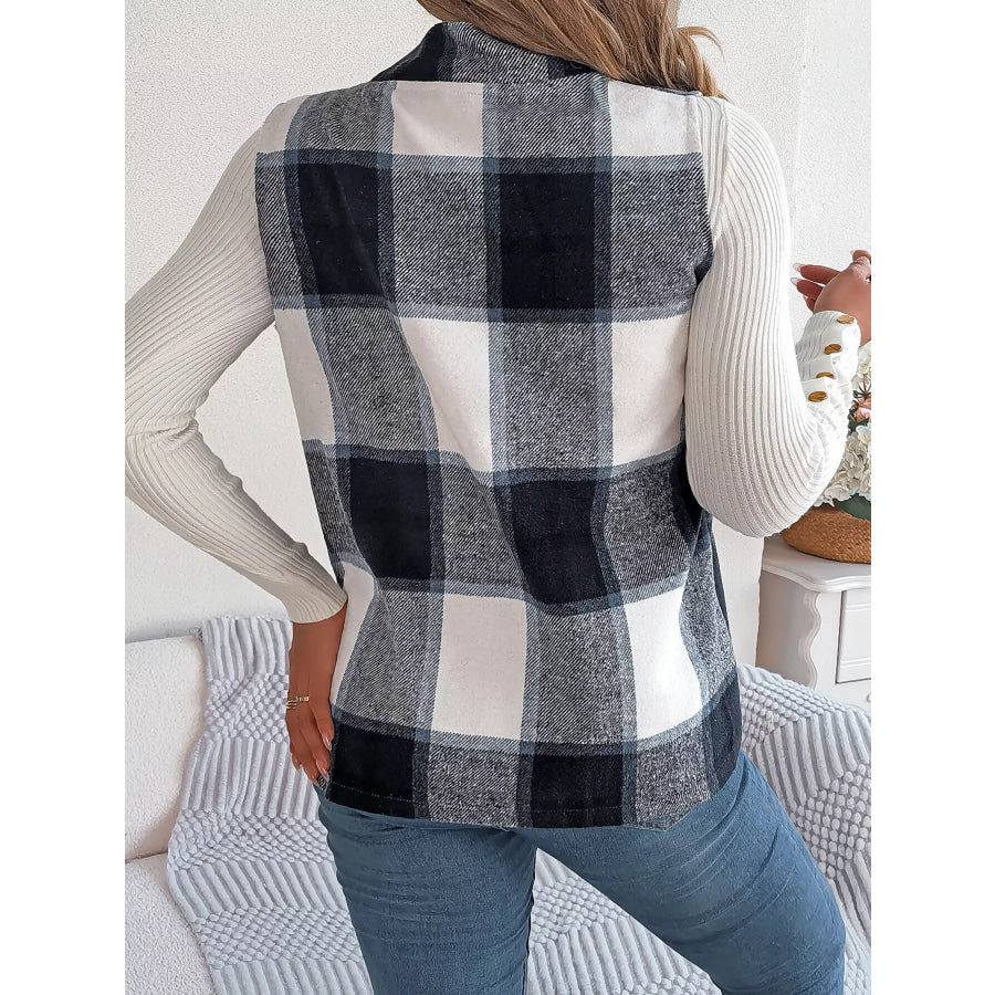 Plaid Open Front Vest Apparel and Accessories