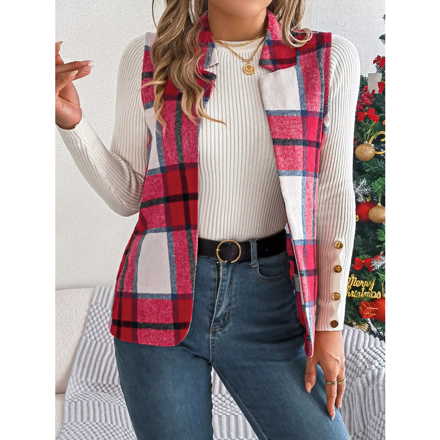 Plaid Open Front Vest Apparel and Accessories
