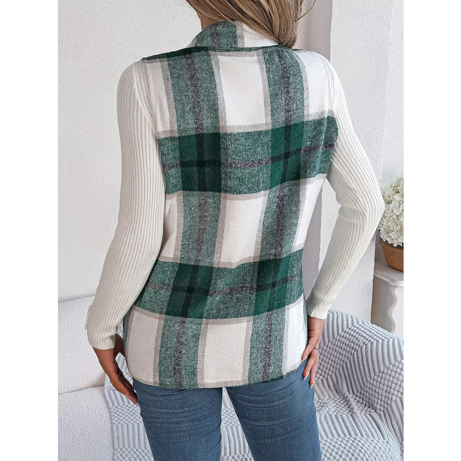 Plaid Open Front Vest Apparel and Accessories
