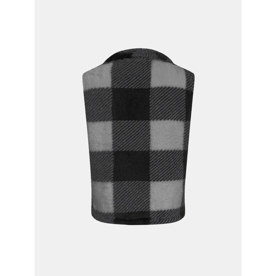 Plaid Open Front Vest Coat Apparel and Accessories